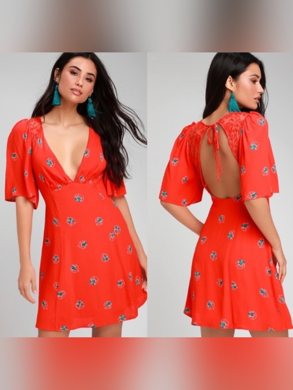 Free People Mockingbird Mini Dress Red/Orange Size 10